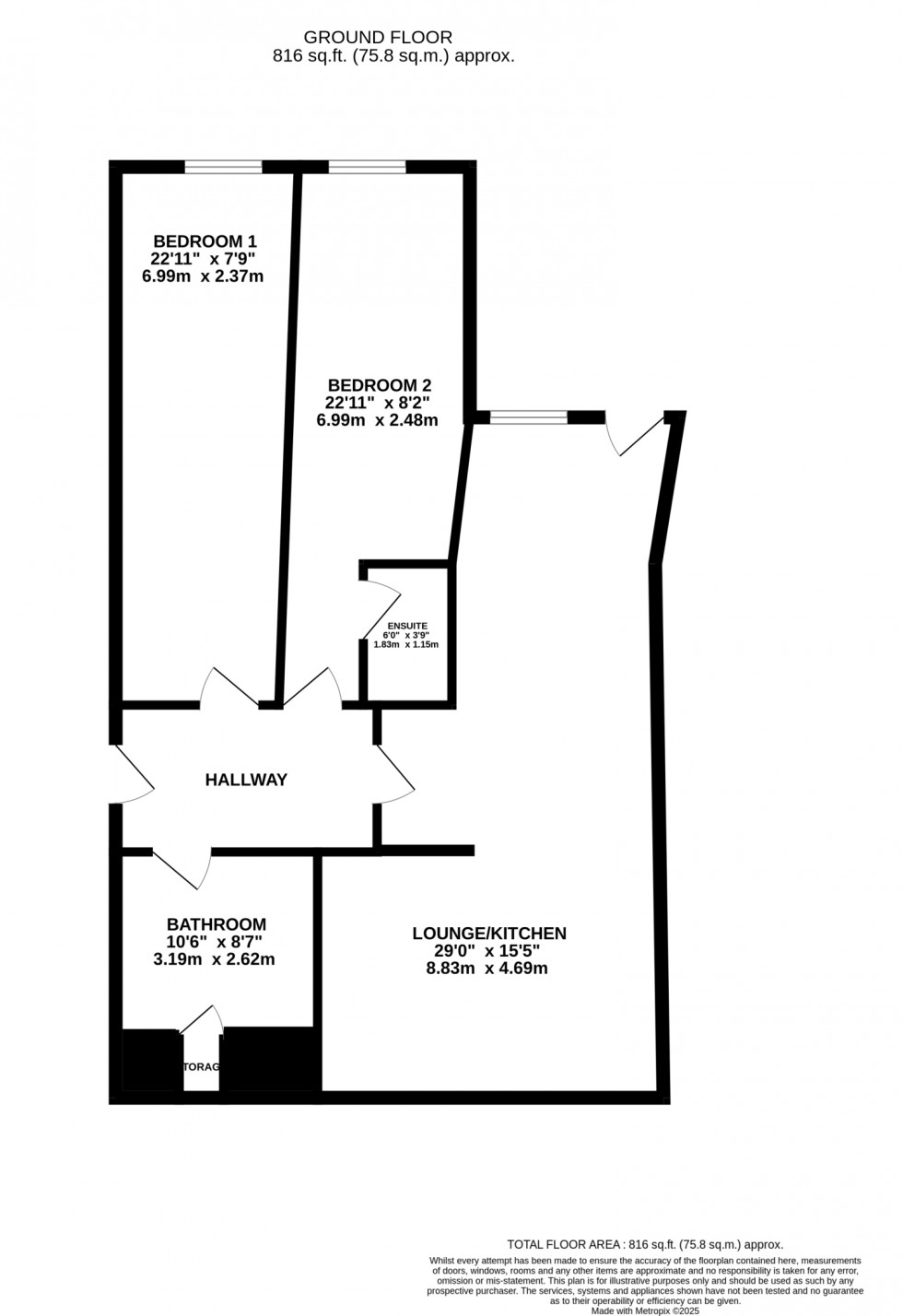 Floorplan for Waterloo House, Thornton Street, Newcastle upon Tyne, Tyne and Wear, NE1