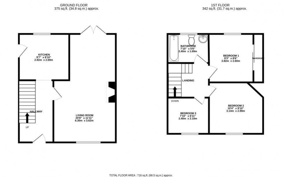 Floorplan for Brampton Gardens, Newcastle upon Tyne, Tyne and Wear, NE15